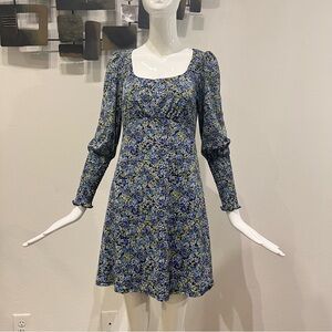 Topshop Ditsy Floral Print Long Sleeve Fit & Flare Mini Dress Size US 6 NWT